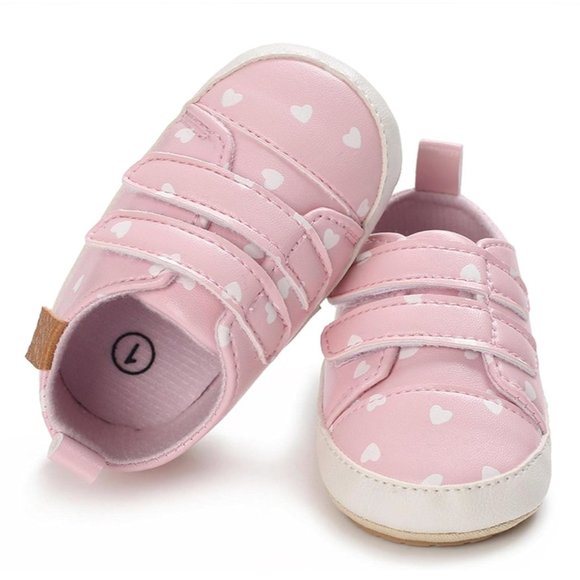 Baby Girls Leather First Walk Sneakers for Newborn 0-18 Months - Picture 1 of 2
